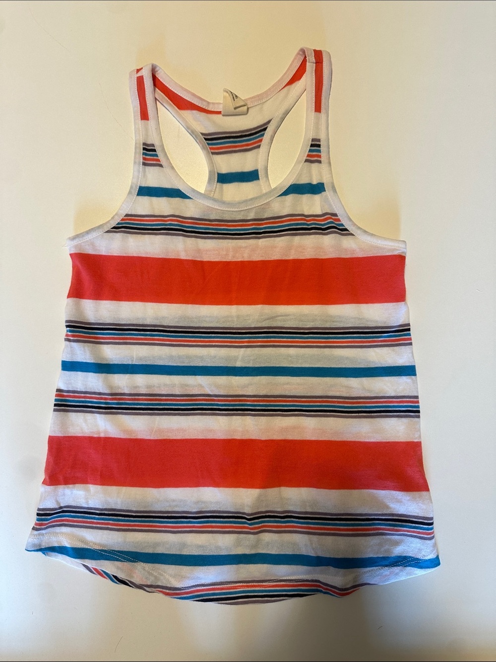 Tucker + Tate White Tank with Coral, Teal & Gray Stripes